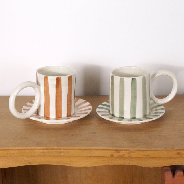Ensemble tasse et sous tasse à rayures - RAVAYA