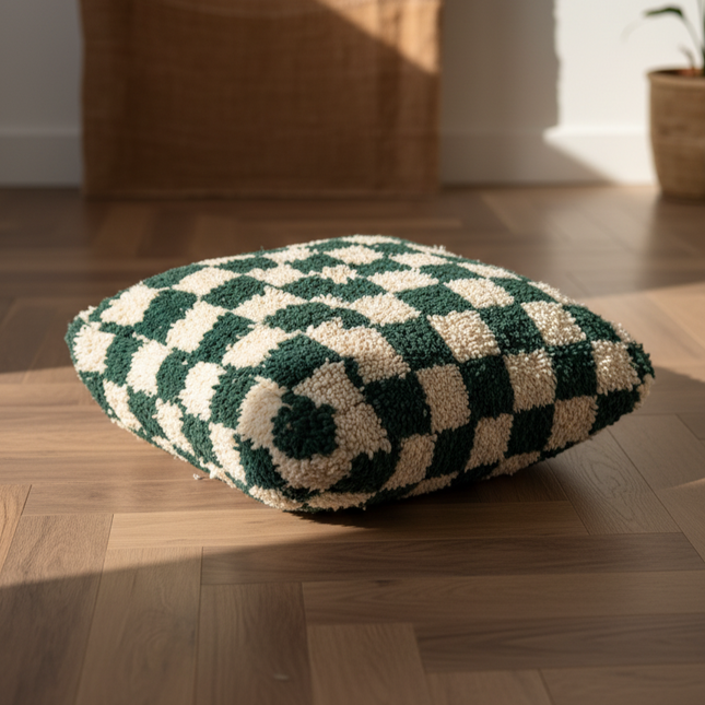 Pouf Béni Ouarain - Damier vert
