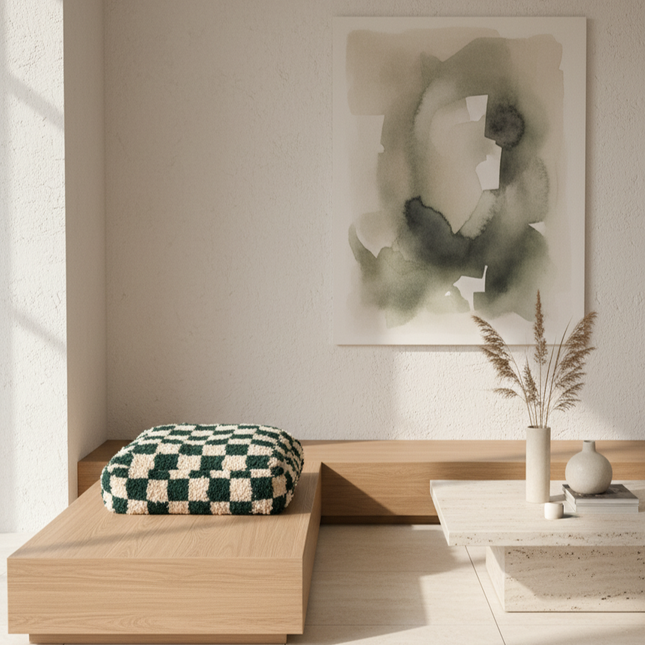 Pouf Béni Ouarain - Damier vert