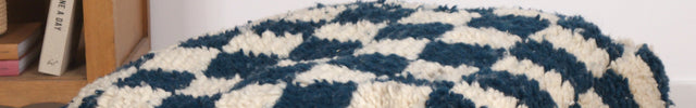 Pouf Béni Ouarain - Damier bleu