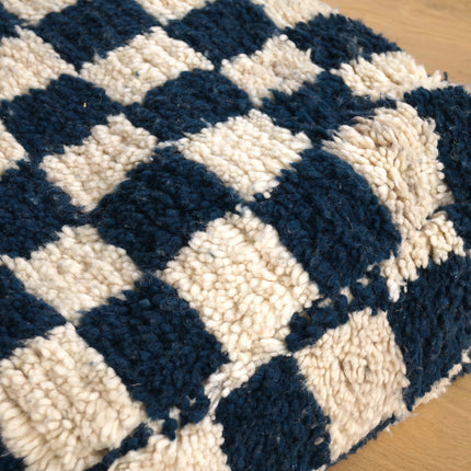 Pouf Béni Ouarain - Damier bleu