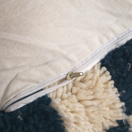 Pouf Béni Ouarain - Damier bleu