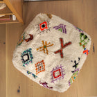 Pouf marocain Azilal - Symboles berbères multicolores