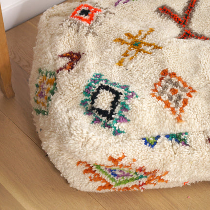 Pouf marocain Azilal - Symboles berbères multicolores