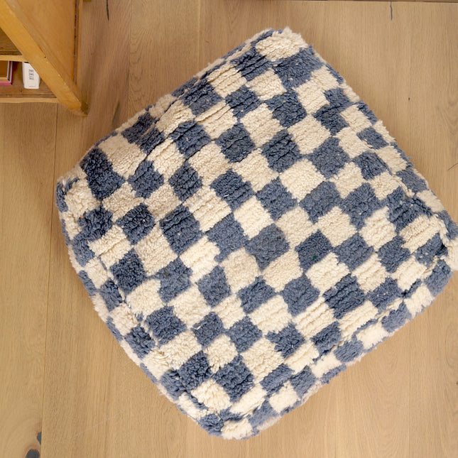 Pouf Béni Ouarain - Damier gris