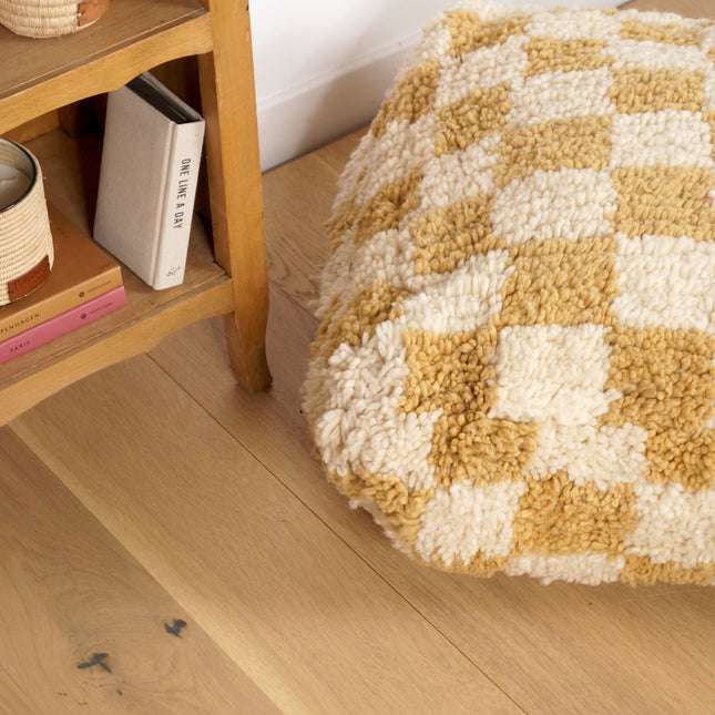 Pouf Béni Ouarain - Damier moutarde
