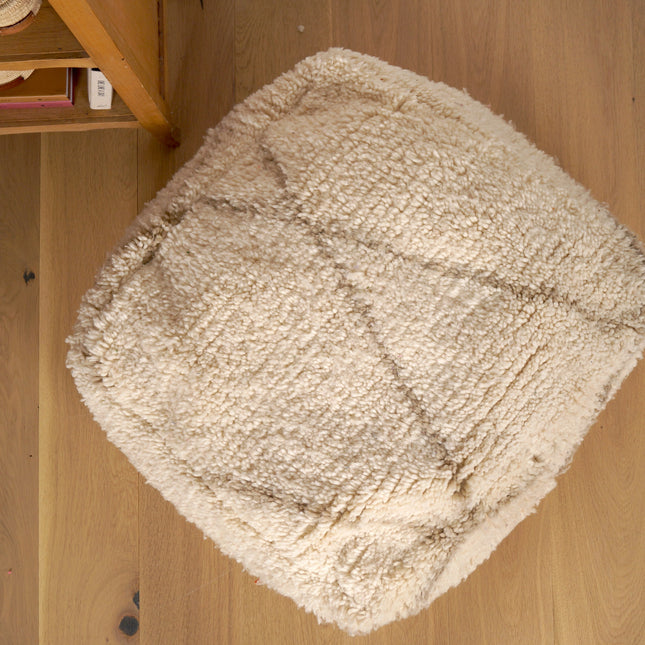 Pouf Béni Ouarain - Géométrique beige