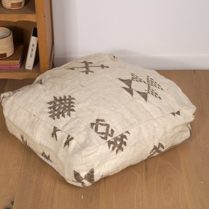 Pouf Kilim - Symboles berbères grège