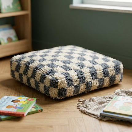 Pouf Béni Ouarain - Damier gris