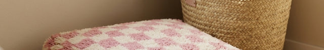 Pouf Béni Ouarain - Damier rose