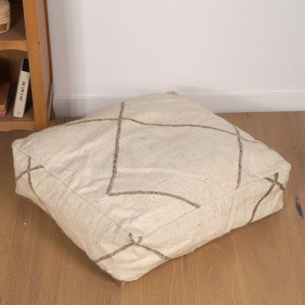 Pouf berbère Kilim - Géométrique beige