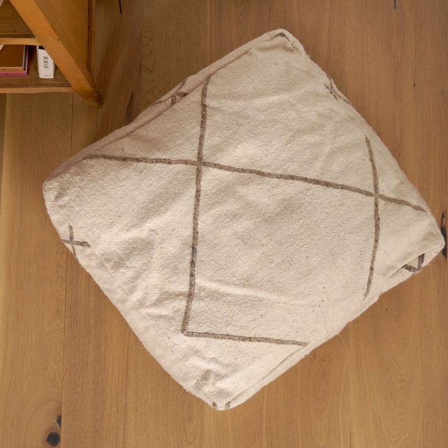 Pouf berbère Kilim - Géométrique beige