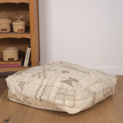 Pouf Kilim - Symboles berbères beige