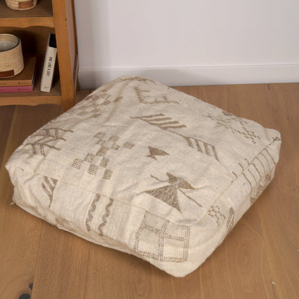 Pouf Kilim - Symboles berbères beige