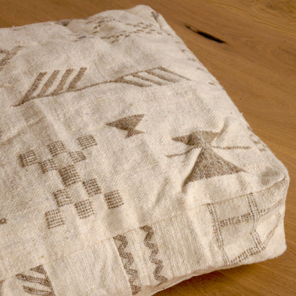 Pouf Kilim - Symboles berbères beige