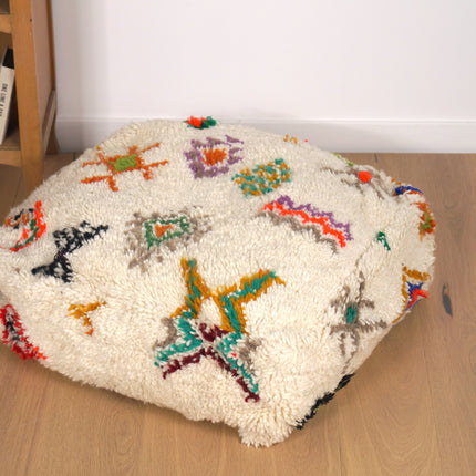 Pouf Azilal - Symboles berbères multicolores