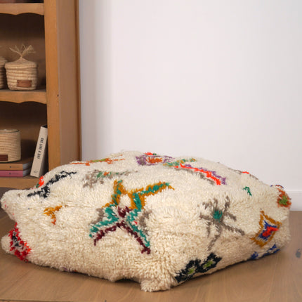 Pouf Azilal - Symboles berbères multicolores
