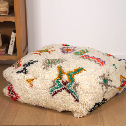 Pouf Azilal - Symboles berbères multicolores