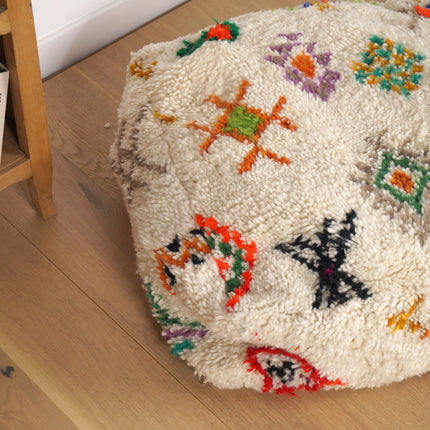 Pouf Azilal - Symboles berbères multicolores