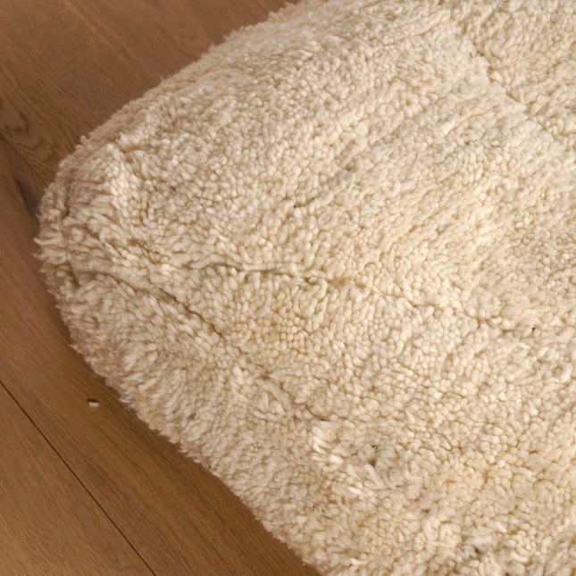 Pouf berbère Béni Ouarain blanc - Géométrique