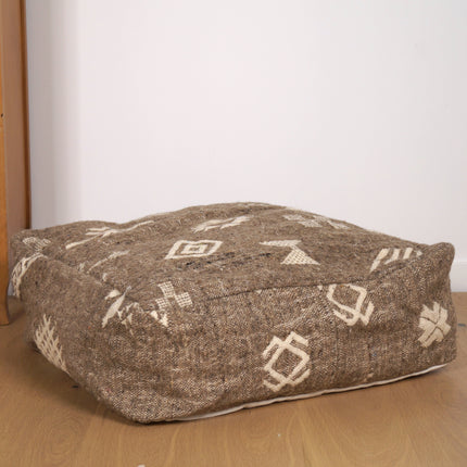 Pouf Kilim - Symboles berbères écru