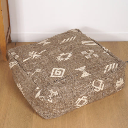Pouf Kilim - Symboles berbères écru