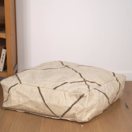 Pouf marocain Kilim - Géométrique grège