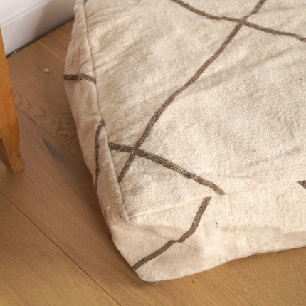 Pouf marocain Kilim - Géométrique grège