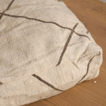 Pouf marocain Kilim - Géométrique grège