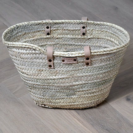Panier cabas anses cuir rivet