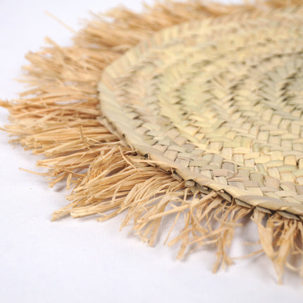 Set de table rond en feuilles de palmier et raphia