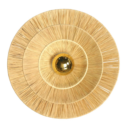 Applique murale ronde en raphia