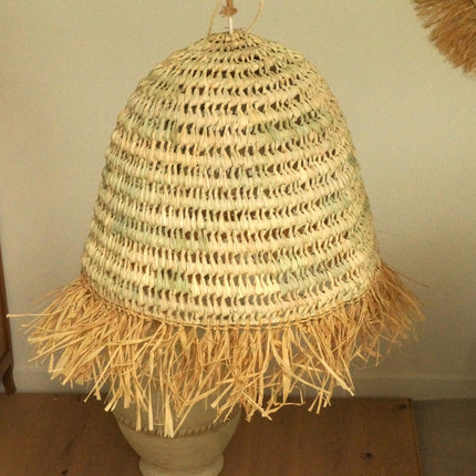 Suspension boule en palme et raphia