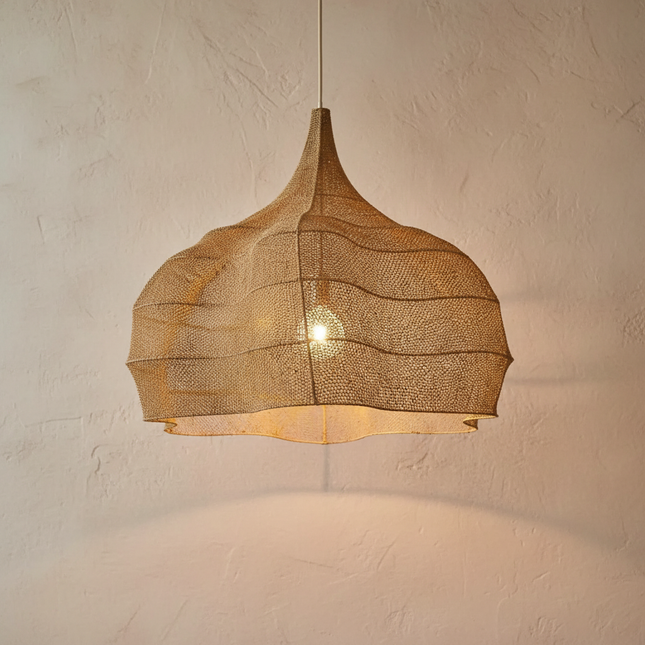 Suspension XL en raphia - Forme fleur