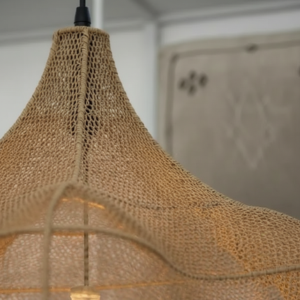 Suspension XL en raphia - Forme fleur