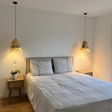 Suspension bohème en paille - Tube