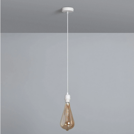 Système électrique pour suspension E27 - Textile Blanc