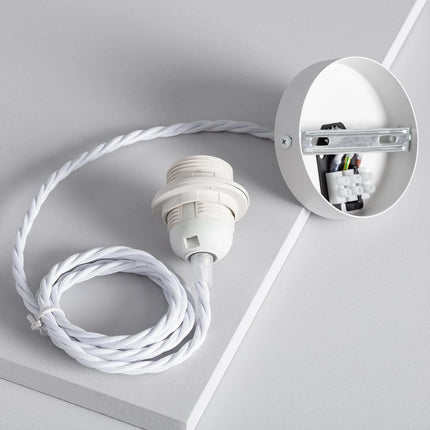 Système électrique pour suspension E27 - Textile Blanc tressé
