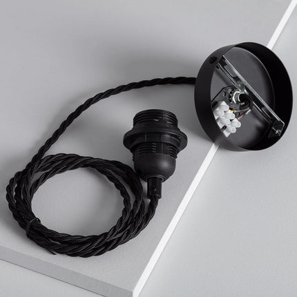 Système électrique pour suspension E27 - Textile Noir tressé