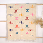 Tapis fin berbère Kilim 154 x 98 cm - Symboles berbères multicolores