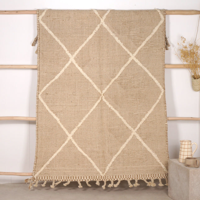Tapis Zanafi 235 x 140cm - Beige et petites franges