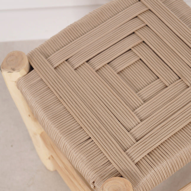 Tabouret marocain coloré en bois - Beige