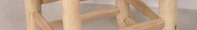 Tabouret marocain coloré en bois - Beige