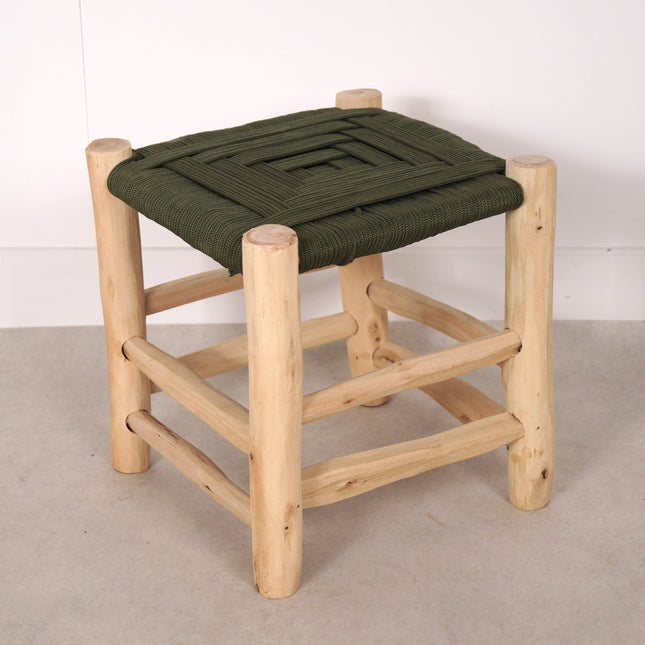 Tabouret marocain coloré en bois - Vert