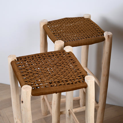 Tabouret de bar en bois et nylon camel - 80cm
