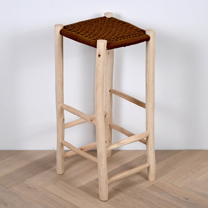 Tabouret de bar en bois et nylon camel - 80cm