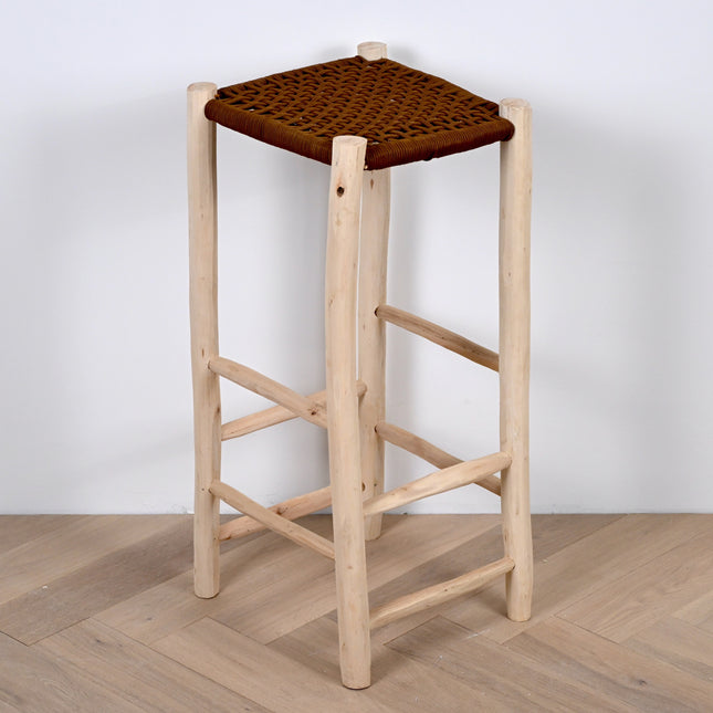 Tabouret de bar en bois et nylon camel - 60cm
