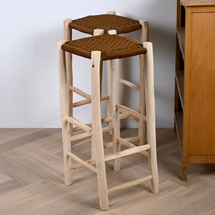 Tabouret de bar en bois et nylon camel - 60cm