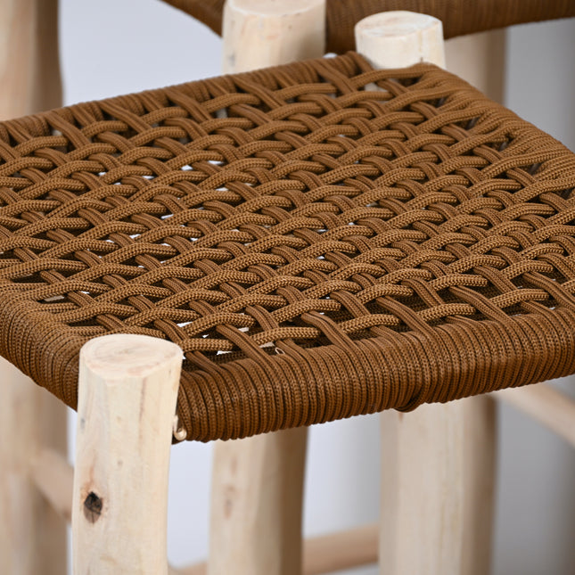 Tabouret de bar en bois et nylon camel - 80cm