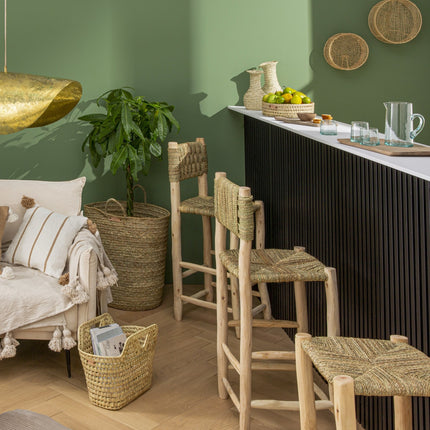 Tabouret de bar en bois et corde - 60cm